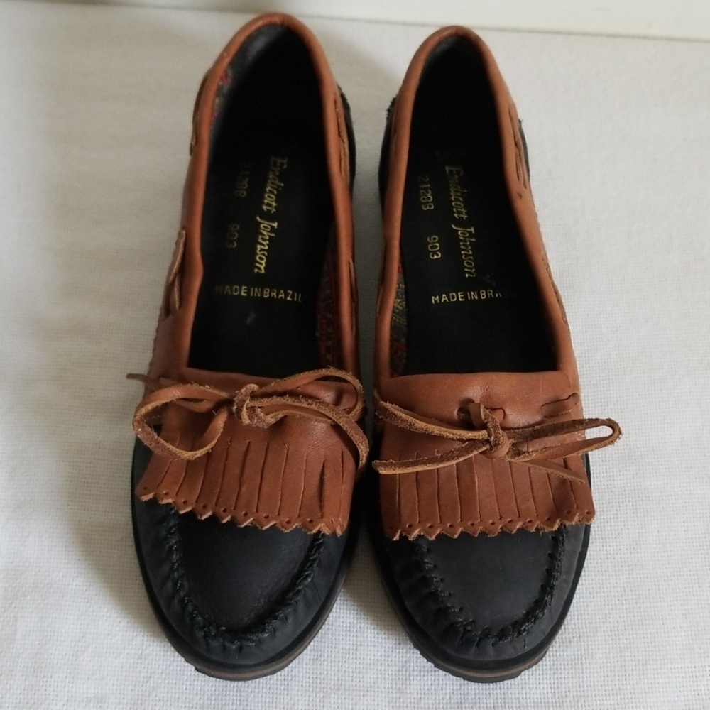 Endicott Johnson 2 Tone Leather Fringe Oxfords